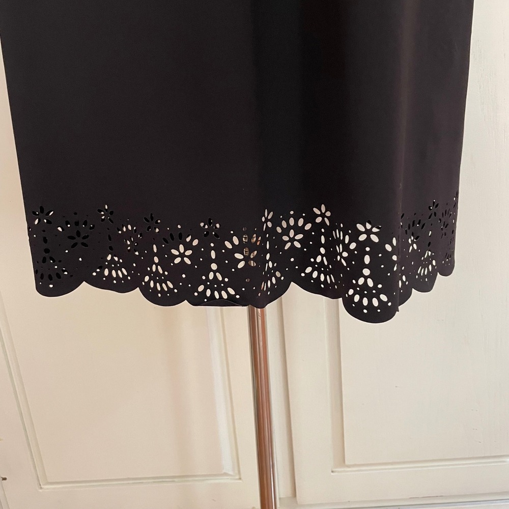 Lands End Swim Cover Up Dress Womens S 6-8 Black Nylon Laser Cut Eyelet Classic - Picture 2 of 15